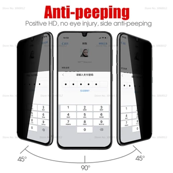 Anti-Spy Grūdintas Stiklas Samsung A30 A50 A40 A70 A10 A20 A60 A80 Galaxy M10 M20 M30 Apsaugoti Privatumą Screen Protector Glas