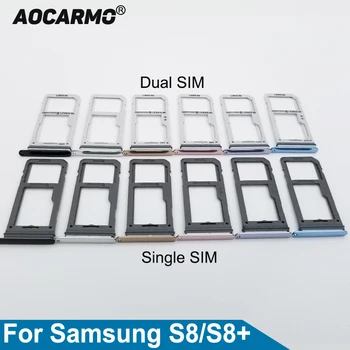 Aocarmo Single/Dual Metalo Plastiko Nano Sim Kortelės Dėklas Lizdo Laikiklį Samsung Galaxy S8 SM-G9500 G950F S8 Plius SM-G955 S8+