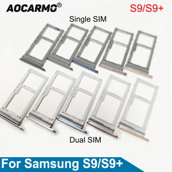 Aocarmo Single/Dual Metalo Plastiko Nano Sim Kortelės lizdas Micro SD Lizdo Laikiklį Samsung Galaxy S9 / S9 Plus S9+