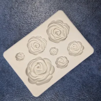 Aomily 7 tvirtinimo taškai Rose Formos 3D Silicio Šokolado Želė Saldainiai, Tortas Bakeware Pelėsių 