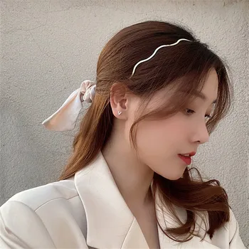 AOMU 2020 Naujas Korėja Saldus Chic Bangai Plaukų Juosta Paprastas Blizgus Metalo Aukso Hairbands Moterų Mergina Išskirtinį Staigius Šukuosena