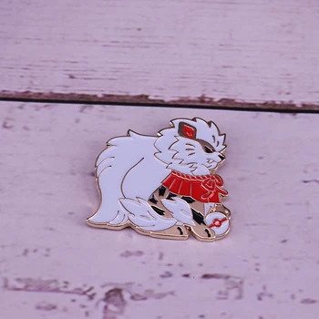 Arcanine emalio pin blizga Kinijos liūtas Shishi statula ženklelis pin