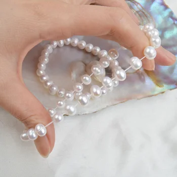 ASHIQI Baltos spalvos Natūralių Gėlavandenių Perlų Apyrankė Bangle Moterims, dovana, Papuošalai