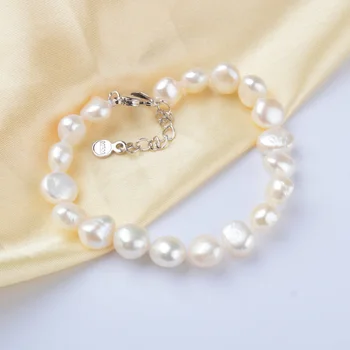 ASHIQI Originali Gamtos Baroko Perlas Apyrankės 9-10mm Baltos spalvos Gėlavandenių Perlų Papuošalai Dovana Moterims Mados Apyrankės