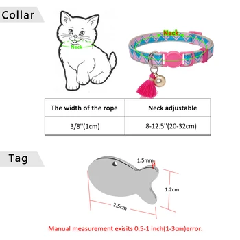 Asmeninį Kačių Antkaklis Greito Atleidimo Katės Saugos Lankų Karoliai Su Bell Žuvų ID Tegus Lentele Nemokamas Graviravimas Bohemiškas Stilius