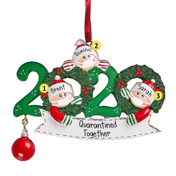 Asmeninį Pavadinimas Kalėdų Ornamentu Rinkinys Su Kauke, 2020 Karantino Maitintojo Šeimos Kalėdų Dekoravimo Rinkinį Kūrybos Dovana
