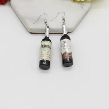 Asmenybės išskirtinį mielas modeliavimas raudonojo vyno butelis, vaisių, gerti pieno arbata su šiaudų pakabukas auskarai cigarečių key chain bag p