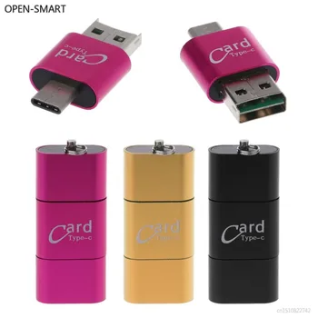 ATIDARYTI-SMART Mini Universalų 3 in1 OTG Tipas-C Aliuminio Kortelių Skaitytuvą, USB 3.0 2 Lizdas TF, SD, Telefonų, PC