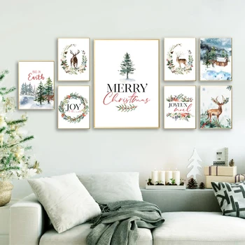 Atostogų Dekoro Kalėdų Tema Menas, Plakatų ir grafikos Šiaurės šalių Sienos Meno Tapybos Drobės Nuotraukų Namų Puošybai Kalėdų Dovanos