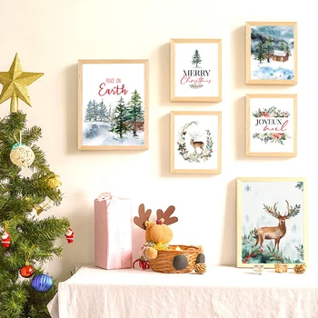 Atostogų Dekoro Kalėdų Tema Menas, Plakatų ir grafikos Šiaurės šalių Sienos Meno Tapybos Drobės Nuotraukų Namų Puošybai Kalėdų Dovanos