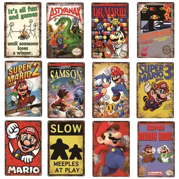 Atsargiai Vaizdo Žaidimų Angry Games Dekoro Metalo Plakatas Super Mario Serijos Derliaus Alavo Pasirašyti Žaidimų Lenta