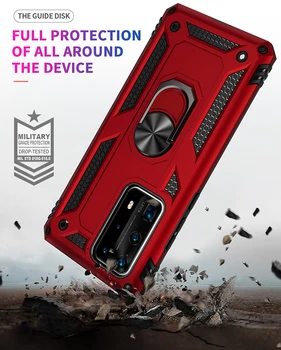 Atsparus Smūgiams Šarvai Piršto Varpininkas Turėtojas Telefoną Atveju Huawei Honor P20 30 P40 Pro Lite Plus E Automobilinis Magnetinis Anti-Kritimo Atveju Padengti