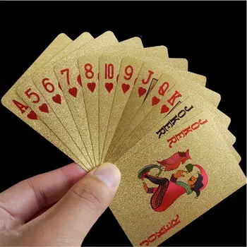 Atsparus vandeniui 24K Aukso Kortų Pokerio Žaidimas, Prabangos Denio Aukso Folija Pokerio Rinkinys Plastiko Magija, Kortų Lošimų, Patvarus, Kortų Magija