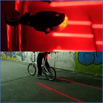 Atsparus vandeniui dviračių uodegos šviesos 5LED + 2 lazerio dviračių šviesos saugos įspėjimas uodegos šviesos kalnų dviračių lauko inventorius