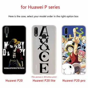 Atveju Silikono Minkštos TPU Padengti Huawei 30 P40 P20 Pro P9 P10 Lite P Smart Z 2020 Anime one piece Atvejais
