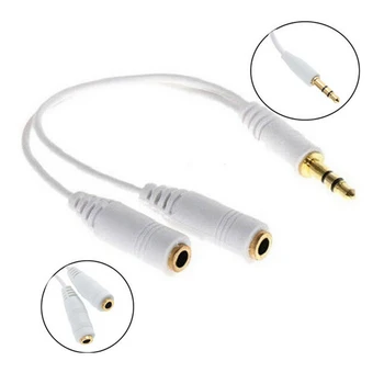 Audio Splitter Cable 3.5 mm Ausinių Headphone Splitter Kabelis Jack male dvigubai moterų adapteris Baltas