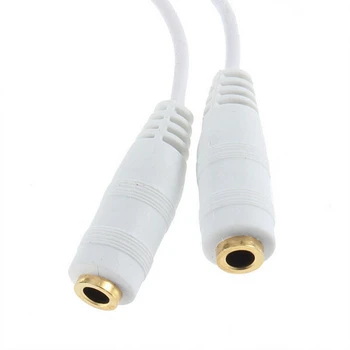 Audio Splitter Cable 3.5 mm Ausinių Headphone Splitter Kabelis Jack male dvigubai moterų adapteris Baltas