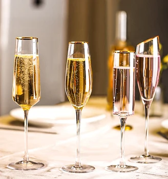 Aukso Apdaila Šampanas Fleita Taurės, Kokteilių Taurės Elegantiškai Sukurtas Vertus, Prapūsti, Švino Nemokamai, Šampano Taures