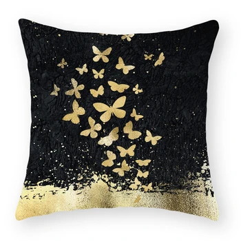 Aukso Augalų Drugelis Spausdinti Sofa Dekoratyvinė Pagalvėlė Padengti Pagalvės Užvalkalas Poliesteris Mesti Pagalvę Namų Dekoro Pillowcover 40874