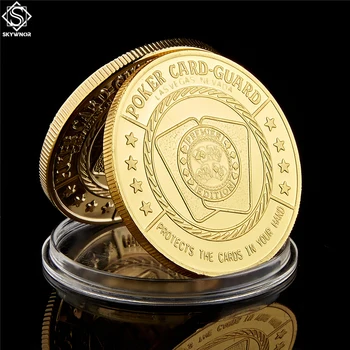 Aukso Žalia Dobilų Sėkmės Iššūkis Monetos Mados Pokerio Card Guard Žetonų Žetonas, Monetų Kolekcijas, Moneta Kapsulėje