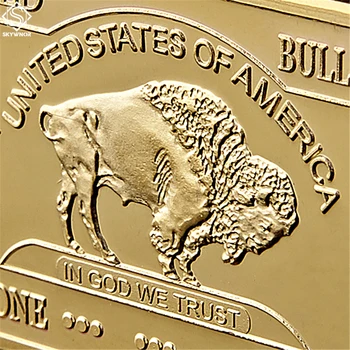 Auksą, Padengtą Aukso Grožio Baras Jungtinių Amerikos Valstijų 1 Trojos Uncija Replika Auksas, Plakiruoti Buffalo Baras