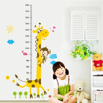 Aukštis Priemonė Sienų Lipdukai Animacinių Filmų Žirafa, Beždžionė, Vaikų Kambario Augimo Diagrama Vaikų, Miegamojo, Vaikų Darželio Kambario Dekoro Sienos Lipdukas