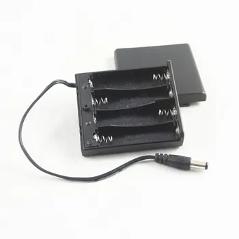 Aukštos kokybės 1piece 4AA Baterijos Dangtelį Dėžutę Plastikinį Laikiklį, su Jungikliu Dia 5.5X2.1mm jungtis 4XAA 6 V Baterija atveju