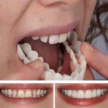 Aukštos Kokybės 3PCS dantų Protezų, Dantų Balinimas Netikras Dantis Padengti Comfort Fit Silikono Laminatės, Dantų Viršutinių Dantų, Dovanų Šalis