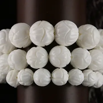 Aukštos Kokybės 8mm 10mm 12mm 10vnt AA Natūralus Baltas Tridacna akmens Karoliukai, Išraižytas Gėlių Dizainas tinka 