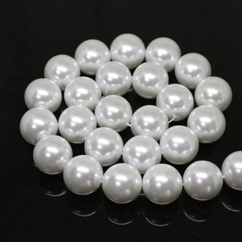 Aukštos kokybės baltos spalvos imitacija shell perlų apvalių rutuliukų 4,6,8,10,12,14 mm fit 