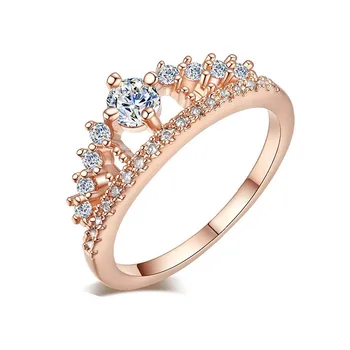 Aukščiausios kokybės Naujos Mados Aukso Gana Karūna Crystal Lady Žiedas Princesė Žiedą, Vyras ar Moteris, Dovana vestuvinis žiedas didmeninė #25