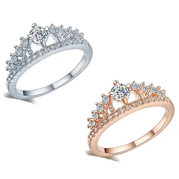 Aukščiausios kokybės Naujos Mados Aukso Gana Karūna Crystal Lady Žiedas Princesė Žiedą, Vyras ar Moteris, Dovana vestuvinis žiedas didmeninė #25