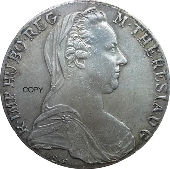 Austrijos Habsburgų 1780 SF 1 Thaler Maria Theresia Žalvario, Padengta Sidabro Monetos Kopija Aukštos Kokybės