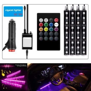 Automobilinis USB LED RGB Atmosfera Juostelės Šviesos Nuotolinio valdymo balsu Interjero Stilius, Dekoratyvinis RGB LED Dinaminis aplinkos Šviesos Juostelės