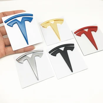 Automobilio Stilius 3D Metalo Tesla lipdukai, Modelis S Modelis X 3 P100D P85D 200 logotipą, Automobilių Kėbulo Uodega Emblemų Ženklelis Pusės Sparno Lipdukai