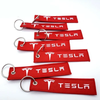 Automobilių Optikos Reikmenys Tesla Model 3 S X Y Logotipą, Automobilių Drobės Audinio, Tekstilės Keychain Žiedas Pulteliais Automobilio Raktų pakabukai Vyro Dovana