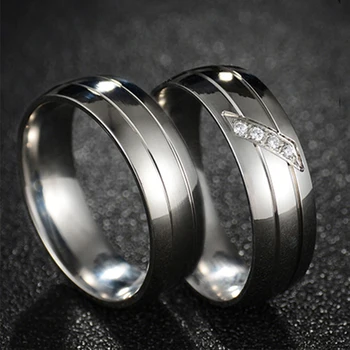 Auxauxme Šviečia Kubinis Cirkonis Mylėtojas Sužadėtuvių Žiedai iš Titano, Nerūdijančio Plieno Vestuvių Žiedą ir Porą Valentino Bague Bijoux