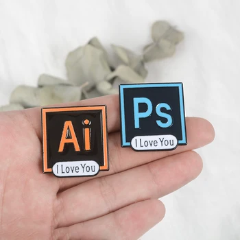 Aš Myliu Tave, AI PS Pr Au Emalio Pin Sagė Photoshop, Illustrator, Photoshop Adobe Audition Piktogramą Atvartas Smeigtukai, Kompiuterių Programinė įranga, Juvelyriniai dirbiniai