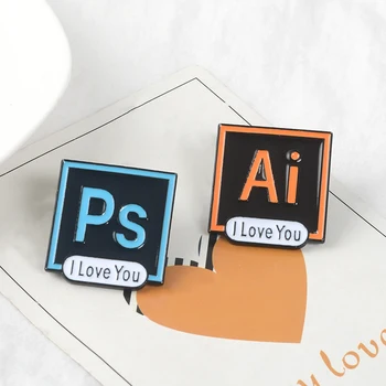 Aš Myliu Tave, AI PS Pr Au Emalio Pin Sagė Photoshop, Illustrator, Photoshop Adobe Audition Piktogramą Atvartas Smeigtukai, Kompiuterių Programinė įranga, Juvelyriniai dirbiniai