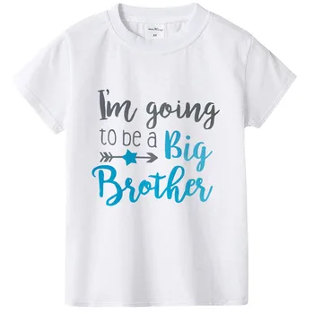 Aš Ruošiuosi Būti Didžiojo Brolio Gimimo ir Nėštumas Skelbimas T-Shirt Viršuje Berniukas Kūdikių Sūnaus Šeima Atrodo Tshirts Vasaros Mados Tee