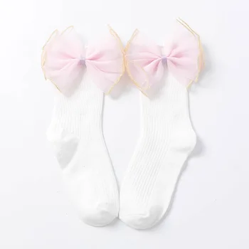 Baby girl kojinės naujas medvilnės princesė kojinės vaikams mergina organza drugelis vaikams kojinės mergaitėms šalis nešioti