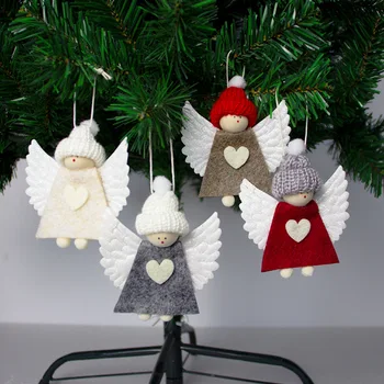 Baltas sparnas vaikai angelas neaustinis audinys širdies kalėdų eglutė pakabučiai kabinti ornamentu Kalėdos naujųjų metų šaliai dekoro navidad 2021