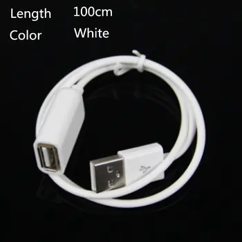Baltos spalvos PVC Metaliniai USB 2.0 Vyrų ir Moterų Pratęsimo Adapterio Kabelis Laidas 1m 3Ft