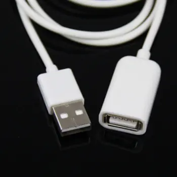 Baltos spalvos PVC Metaliniai USB 2.0 Vyrų ir Moterų Pratęsimo Adapterio Kabelis Laidas 1m 3Ft