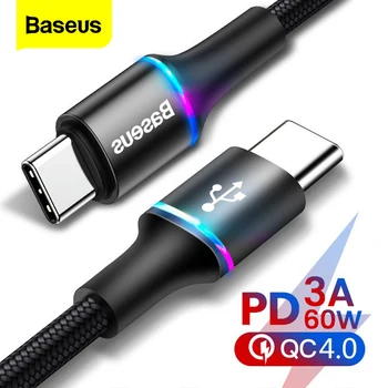 Baseus 60W USB Type C) USB C Tipo Kabelis USB-C Greitas Įkroviklis Laidas PD Tipo c Kabelio 