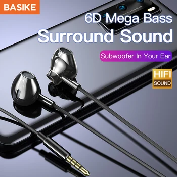BASIKE Universalus Ausines Sporto Ausinių Su Mic Telefonas HIFI Ausines Laidas Ausinės Bass Muzikos Ausines Xiaomi 