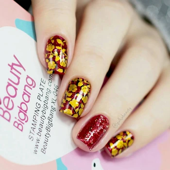 BeautyBigBang Valentino Diena Štampavimo Nagų Plokštelės Meilė Širdies Gėlės Štampavimo Nails 