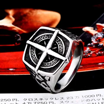 BEIER Mados ličiai viking geometrinis nerūdijančio plieno vyrų piratų kompasas, žiedas Punk Kryžiaus Piršto žiedą Vintage papuošalai BR8-108