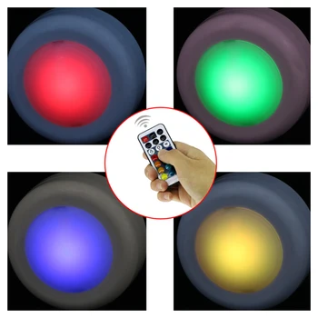 Belaidžio LED Puck Apšvietimas RGB 12 Spalvų, šviesos srautą galima reguliuoti Touch 