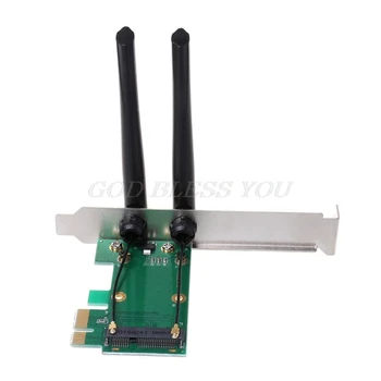 Belaidžio Tinklo plokštė-WiFi Mini PCI-E Express PCI-E Adapterį, 2 Antenos, Išorinių KOMPIUTERIO Lašas Laivybos